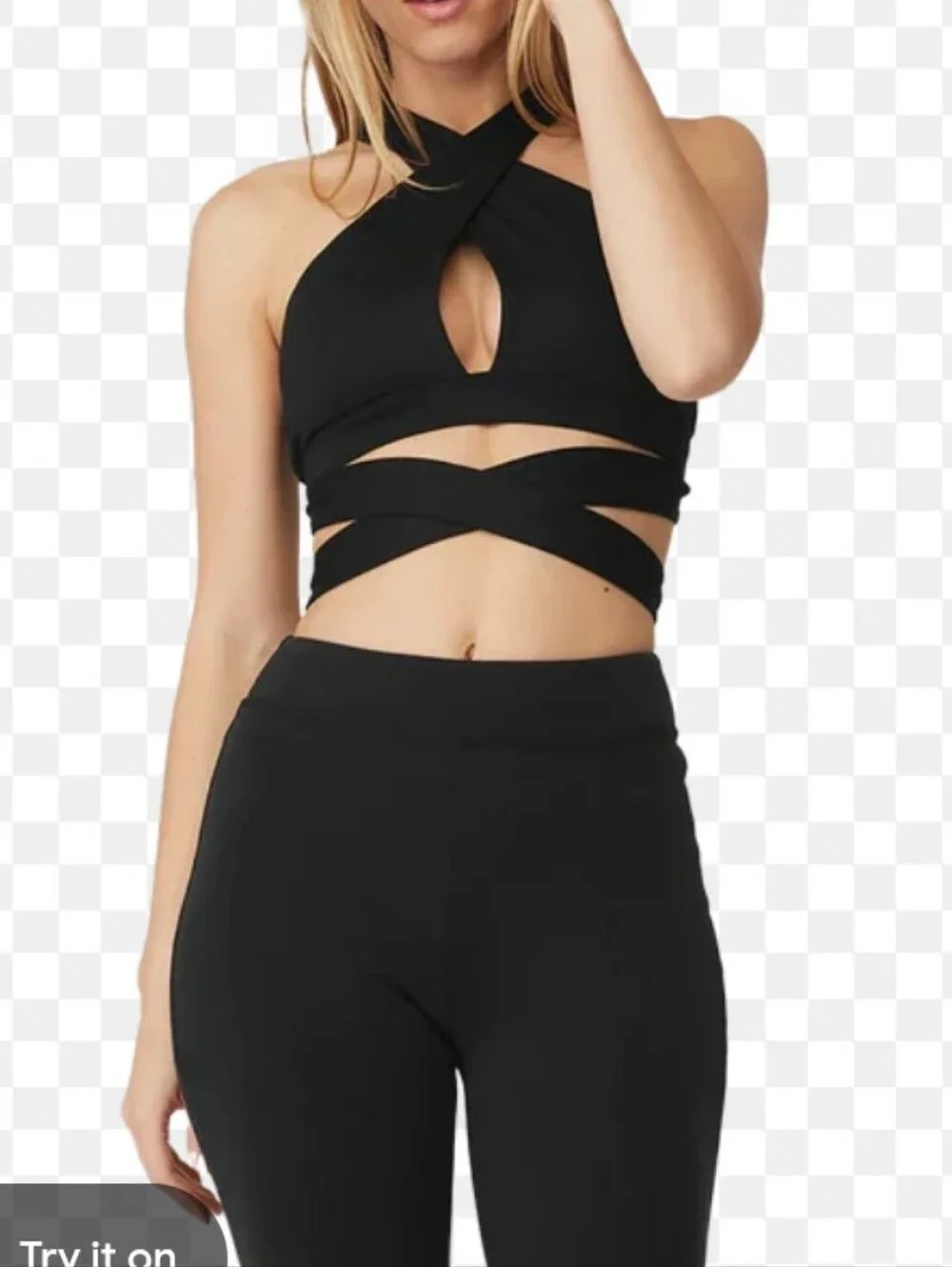 ALO Yoga Black Triangle Wrap Bandeau